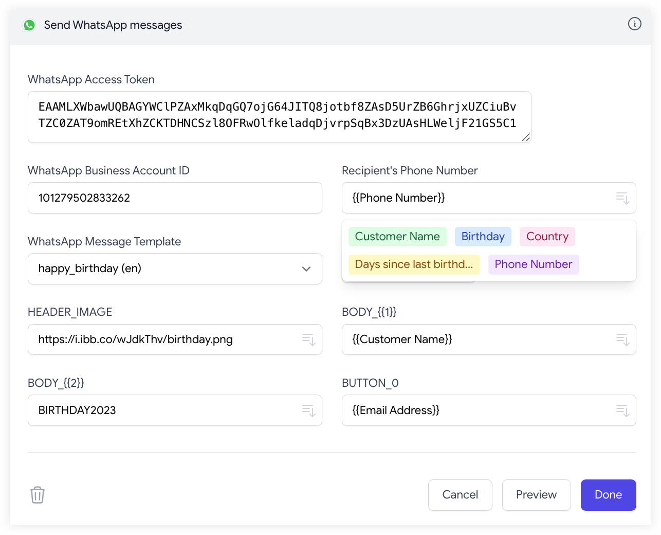 WhatsApp Configuration