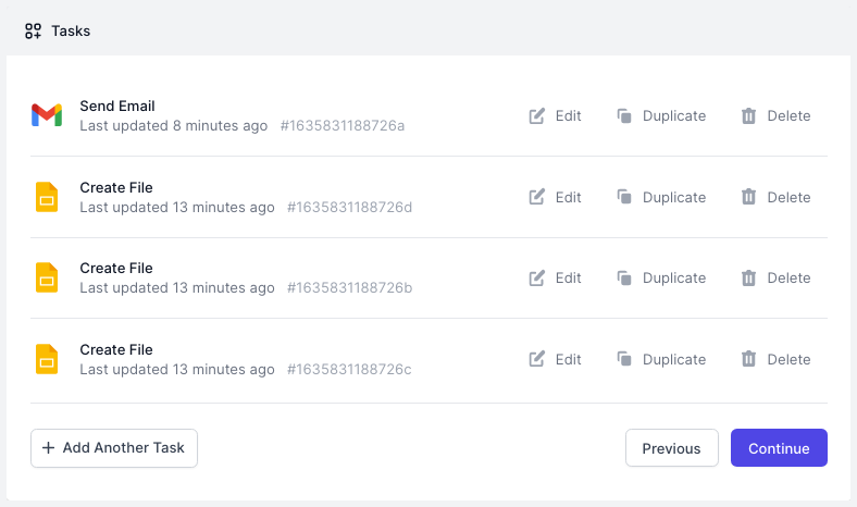 Tasks in Document Studio
