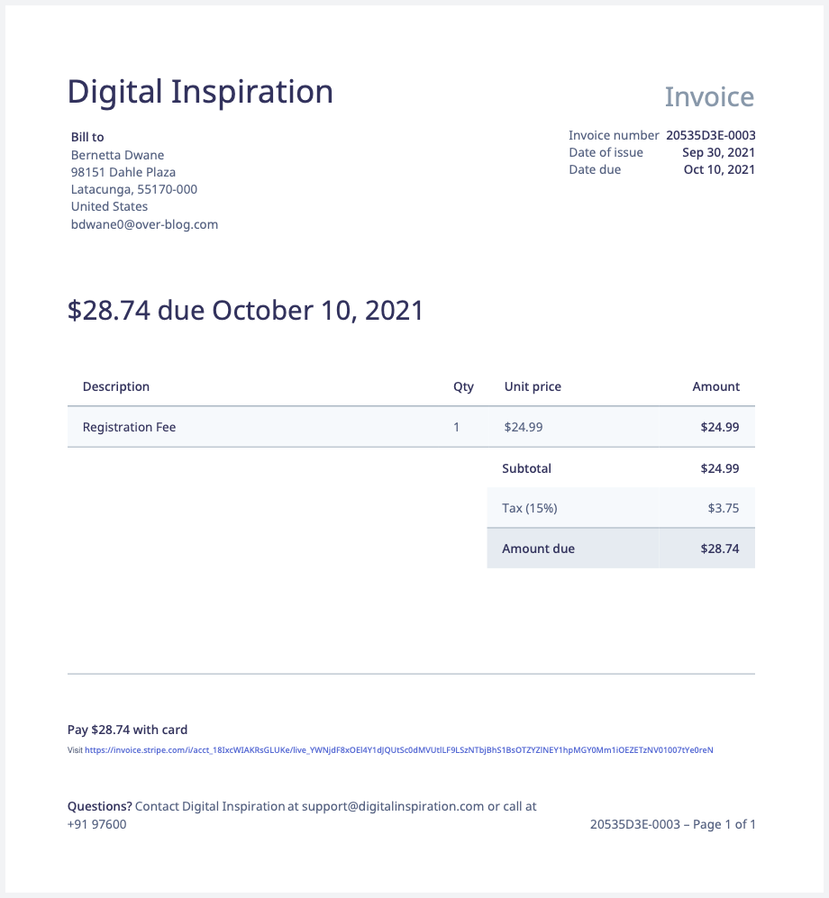 Stripe Invoice