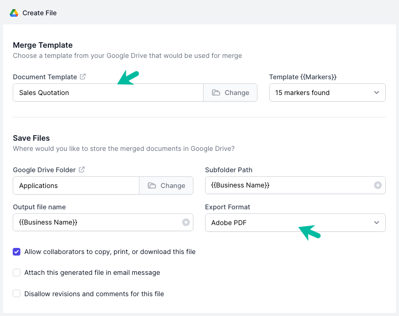 Create File Settings